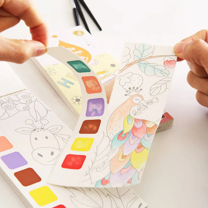 Watercolor Painting Book with Brush - Portable Art Fun