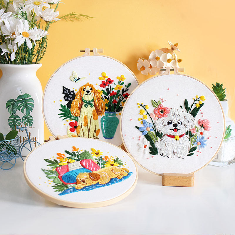 Embroidery Kit: Cute Floral Design, Complete DIY Set