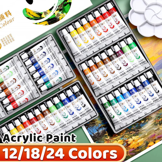 Acrylic Paint Set 12/18/24 Colors - Water-Proof Rich Pigments