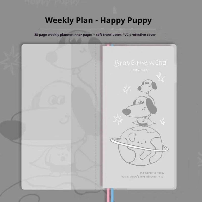 Kinbor Undated Weekly Planner Notebook, 2 Pages Per Week Illustrated Hardcover Journal with To-Do List, Portable Student Plan