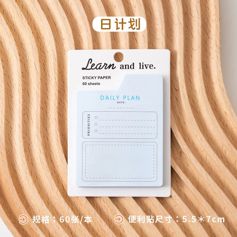 60 Pages Memo Pad Self-adhesive Mini List Note Paper Dual Daily Scheduler Planner Yearly Office Plan