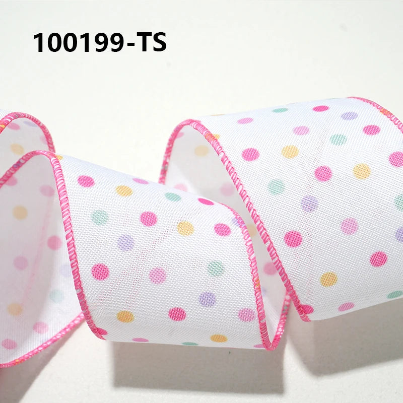 Easter Wired Edge Ribbon 63mm - 5 Yards for DIY Crafts
