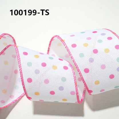 Easter Wired Edge Ribbon 63mm - 5 Yards for DIY Crafts