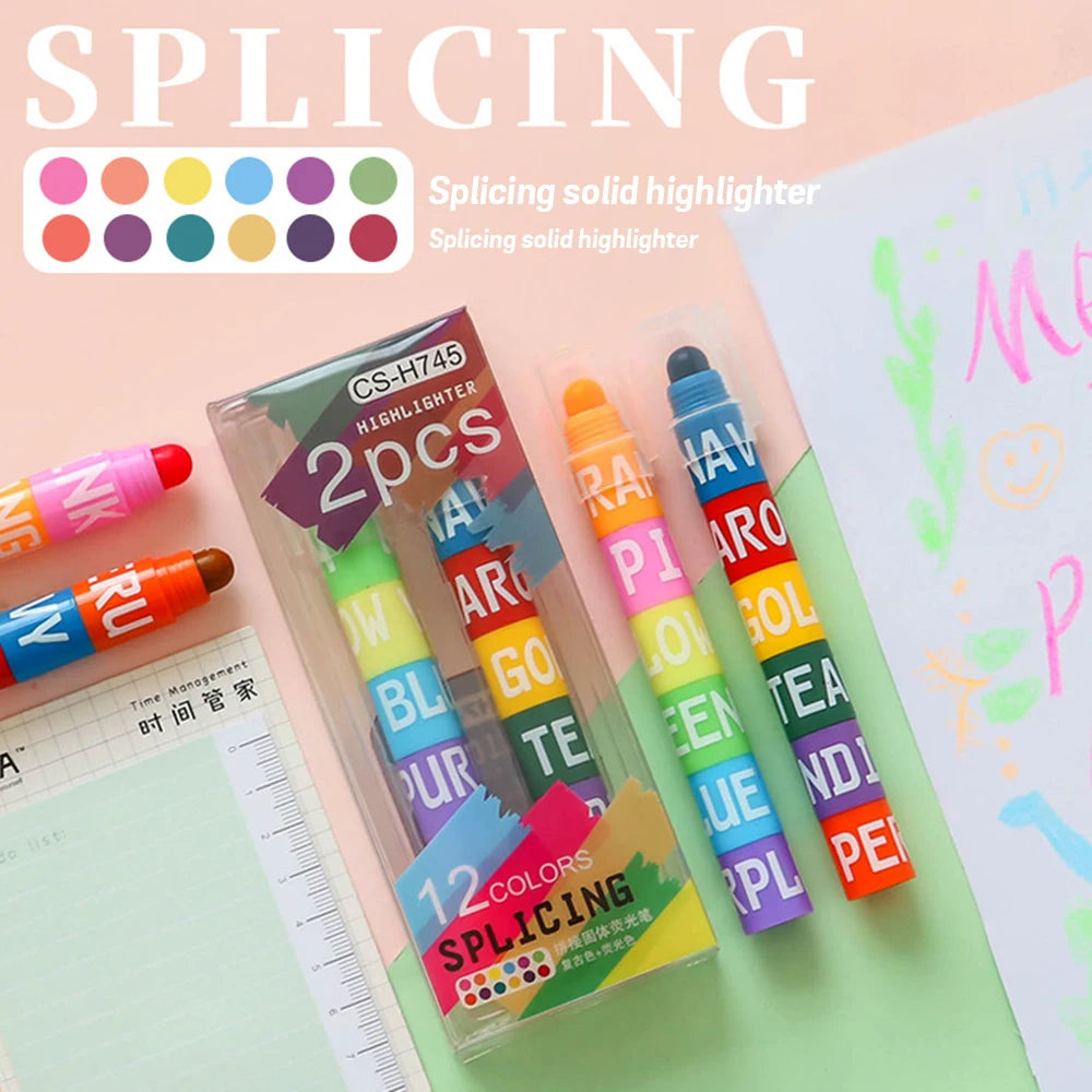 Color Highlighter Detachable Cute Pens for Kids & Students