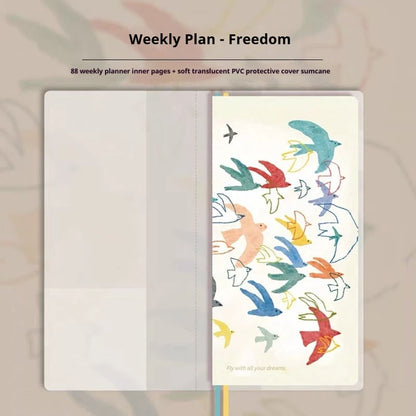 Kinbor Undated Weekly Planner Notebook, 2 Pages Per Week Illustrated Hardcover Journal with To-Do List, Portable Student Plan