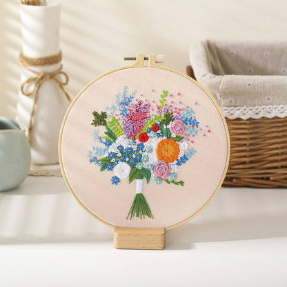 Embroidery Kit: Beginner Cross Stitch Flower Set
