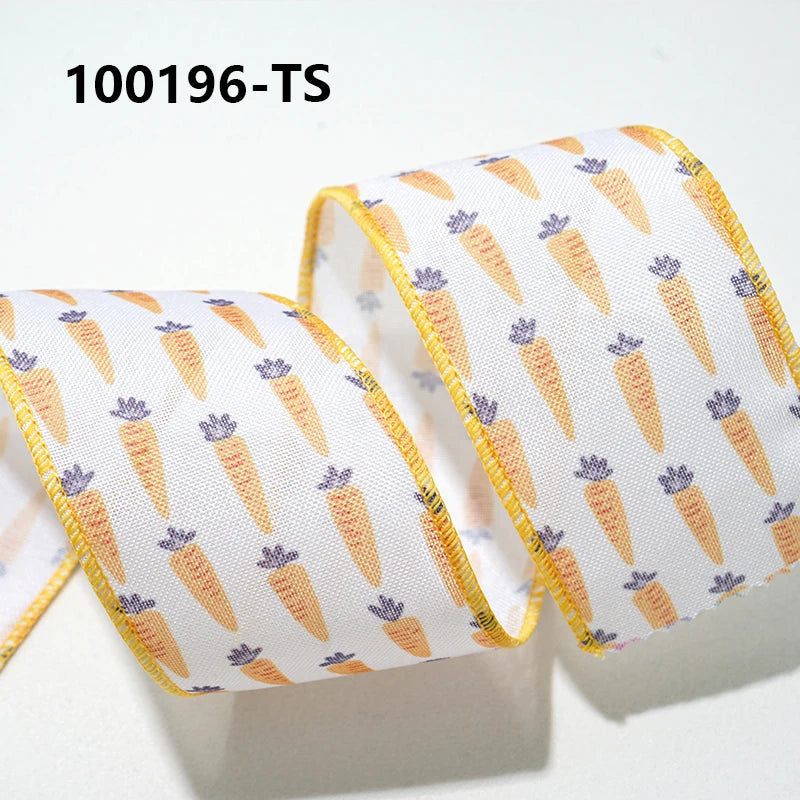 Easter Wired Edge Ribbon 63mm - 5 Yards for DIY Crafts