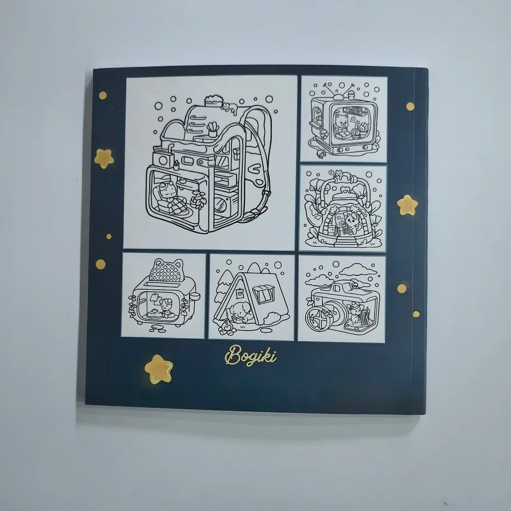 Cozy Spaces: Coloring Books for Adults and Teens Calming Scenes with Cute Animal Characters Help Relieve Stress