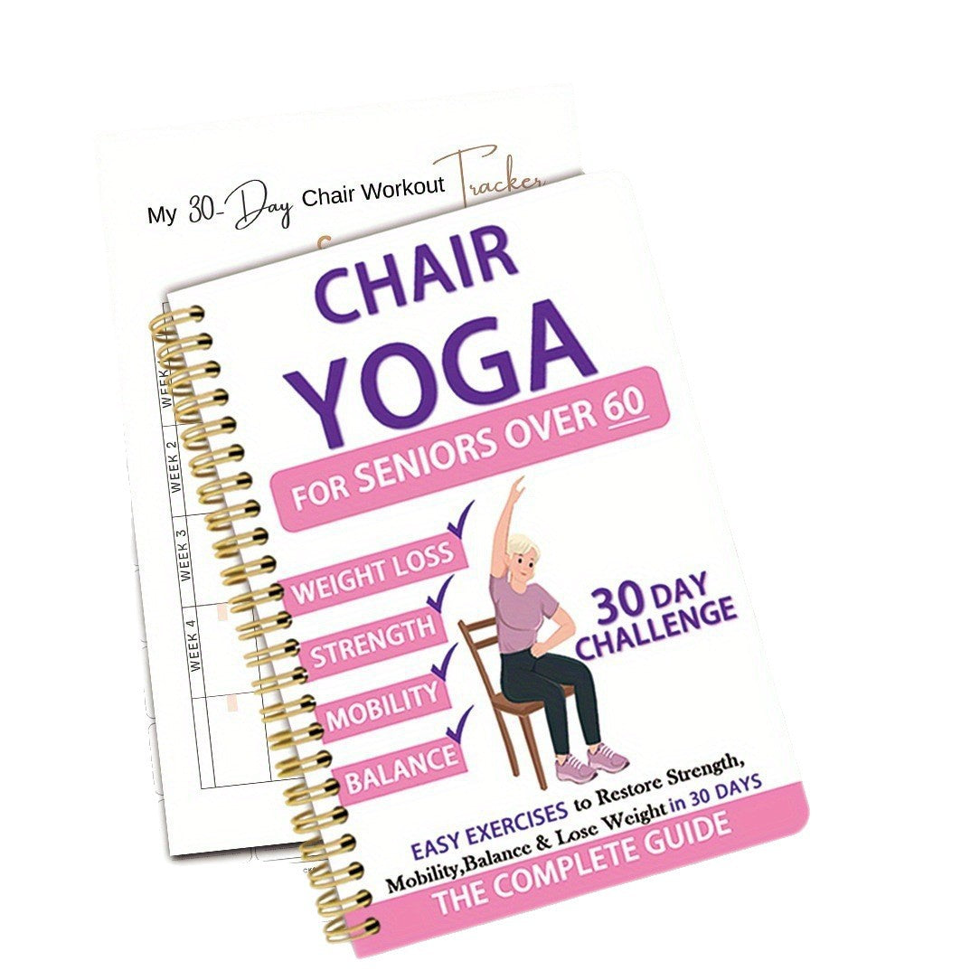 1pcs Hot-selling New 30-day Chair Yoga Guide for The Elderly Over The Age of 60, Planning Book, Practical Note Book