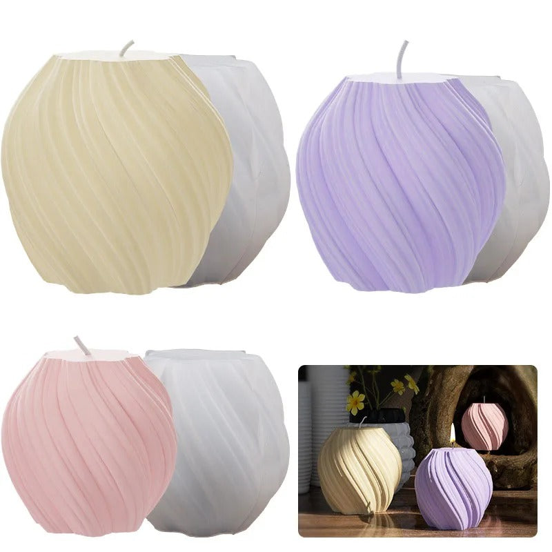 Silicone Mold: 3D Rotating Pillar Candle Mold - Geometric Wave Silicone Mould