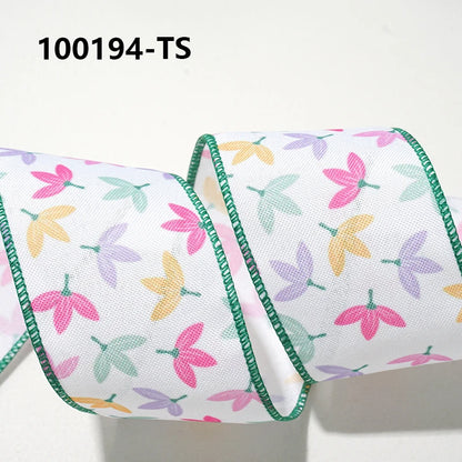 Easter Wired Edge Ribbon 63mm - 5 Yards for DIY Crafts