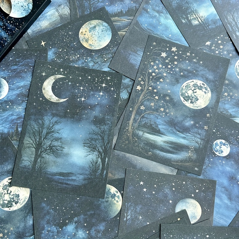 Lunar Starry Sky Scrapbooking Paper - 30 Sheets Retro Design