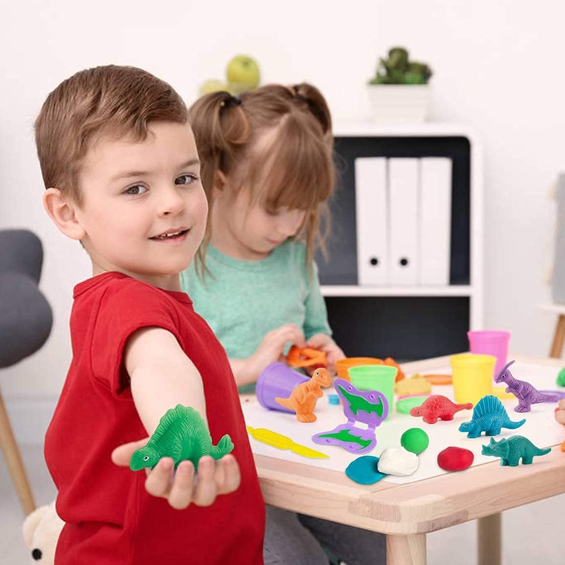 Playdough Dinosaur Set - Air Dry Clay & Molds for Kids