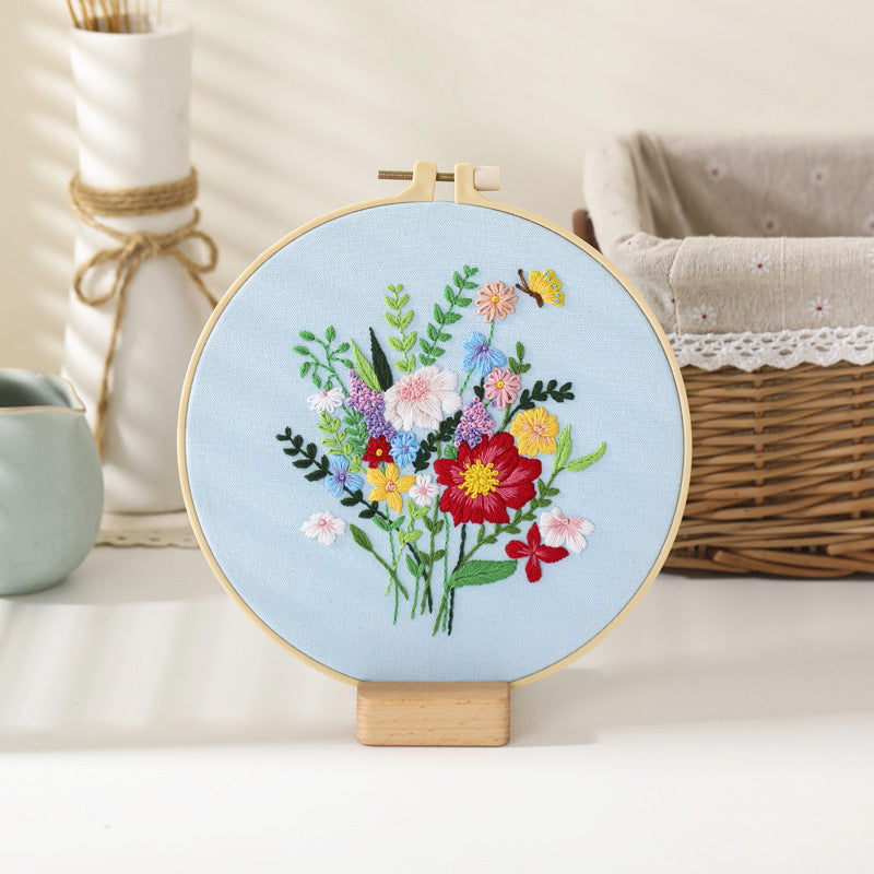 Embroidery Kit: Beginner Cross Stitch Flower Set