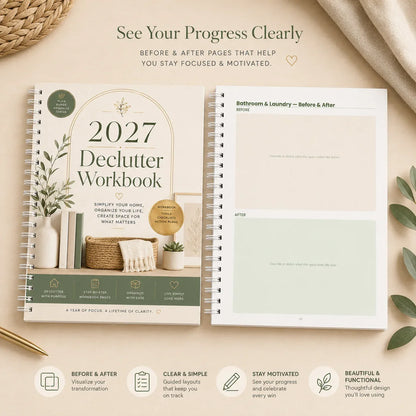 54 Pages Declutter Workbook Planner Journal Ultimate Guide to Organize Home, Clear Chaos, Declutter Room, Cleaning Goals