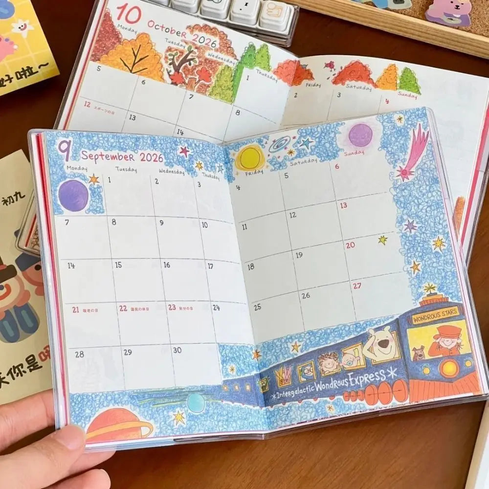 Cute Coco Girl 2026 Planner Book with Calendar Color Inner Page Agenda Book Cartoon DIY To Do List Notepad School Supplies