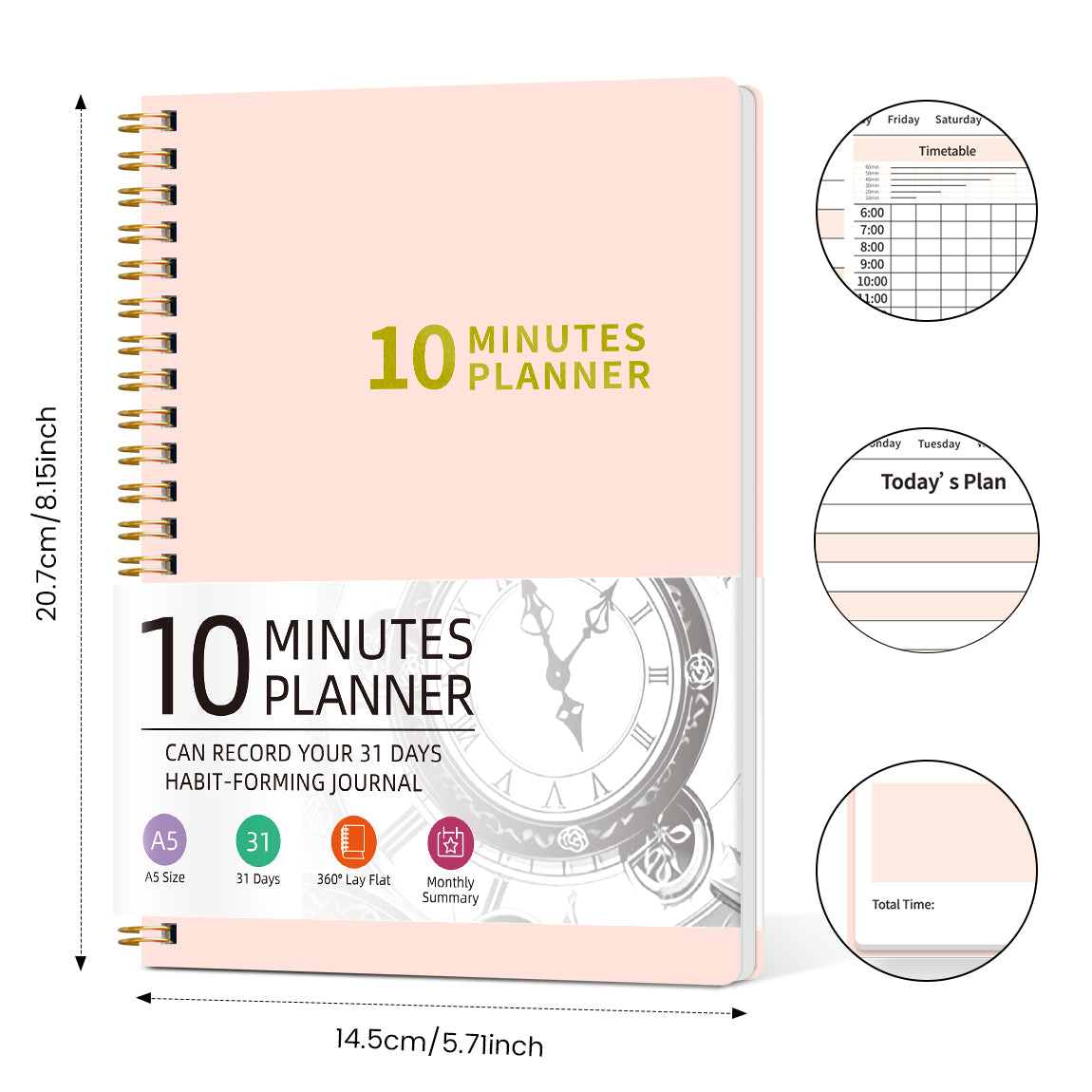 A5 Daily Planner Book: Time Blocking & Habit Tracker