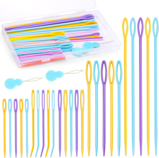 Plastic Needles Set 67 PCS - 5 Sizes for Knitting & Crochet
