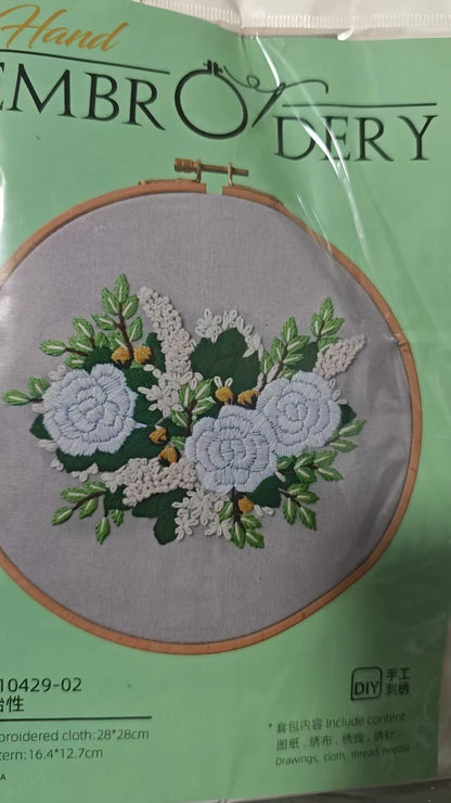 Embroidery Kit: Beginner Cross Stitch Flower Set