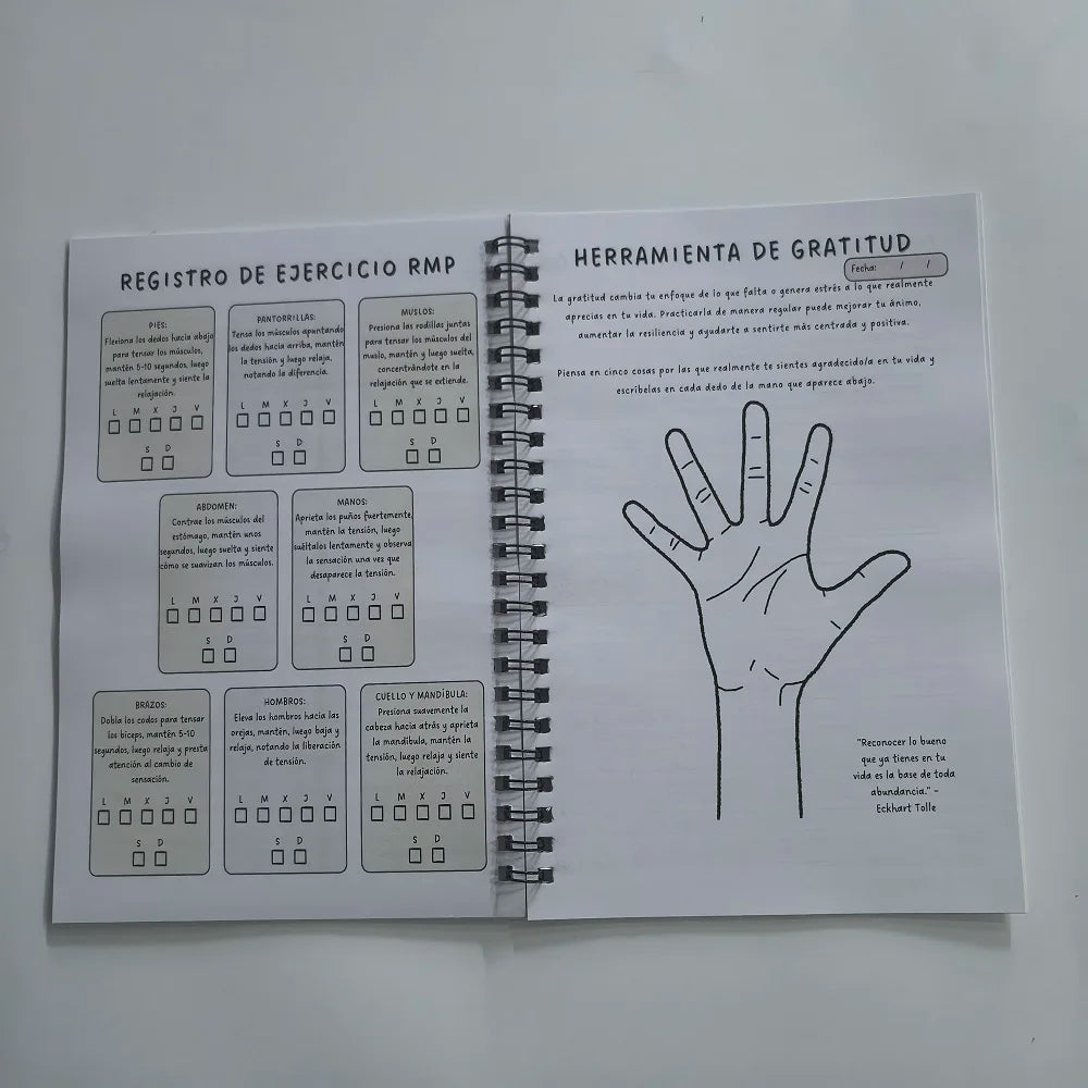 ORDENA TU MENTE Guided Reflection Journal in Spanish - Mental Health Workbook with Stress Relief Mindfulness Exercises for Self