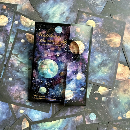 Lunar Starry Sky Scrapbooking Paper - 30 Sheets Retro Design