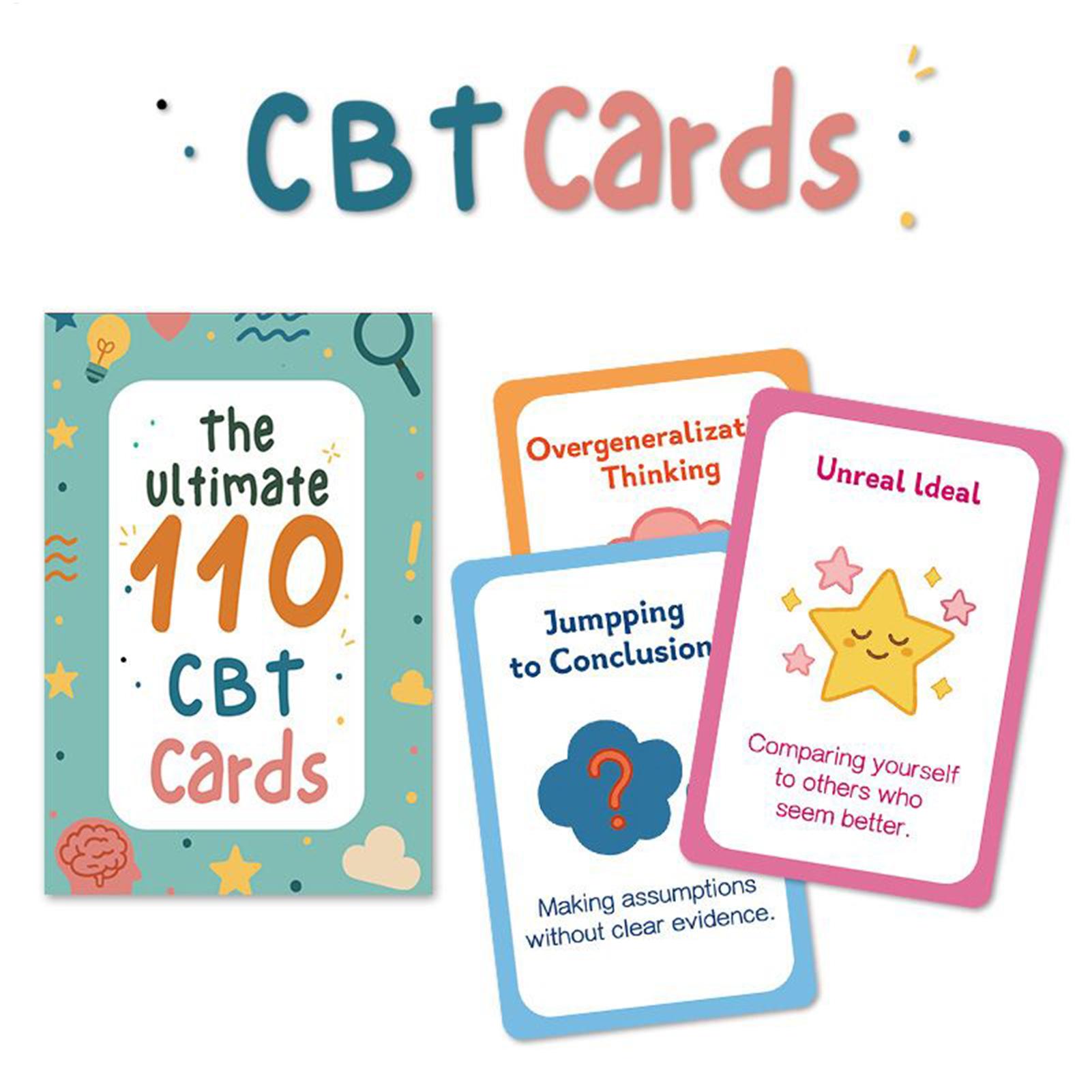 110pcs/set Cognitive Behavioral Therapy Cards CBT Flashcards Mindfulness Tools for Anxiety & Stress Relief, Adults Teens Therapy