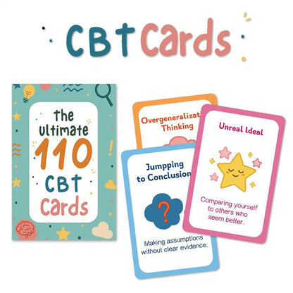 110pcs/set Cognitive Behavioral Therapy Cards CBT Flashcards Mindfulness Tools for Anxiety & Stress Relief, Adults Teens Therapy