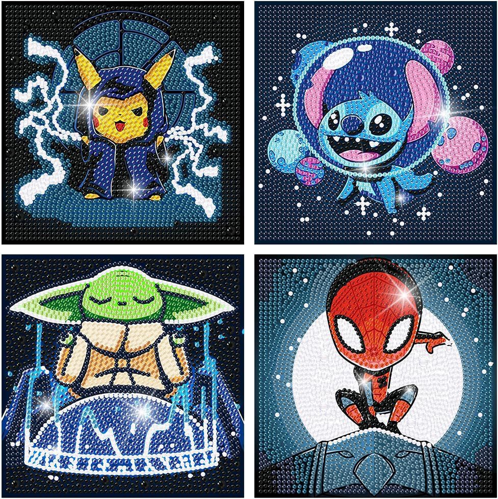 Stickers: Cartoon Diamond DIY Yoda & Stitch Crystal Art
