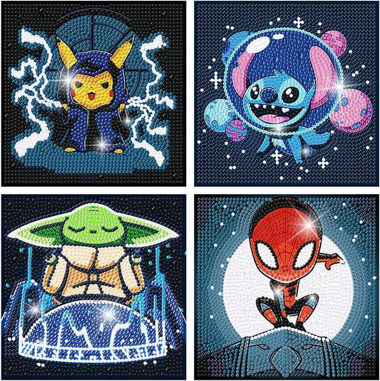 Stickers: Cartoon Diamond DIY Yoda & Stitch Crystal Art