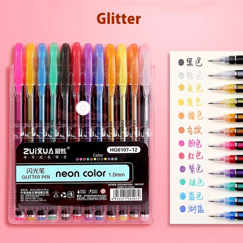 Gel Pens: Metallic Glitter Gel Pens 12/24Pcs for Art & Journals
