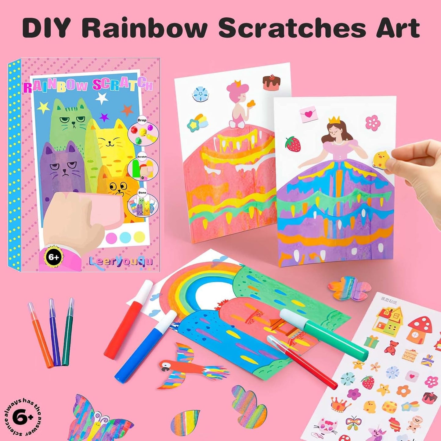 Art Set, Kids Scratch  - Fun Rainbow Painting & Dot Paper
