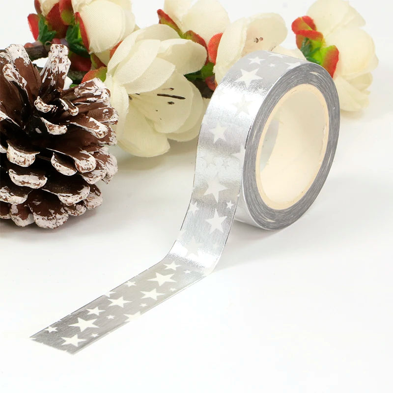 Silver Foil Rainbow Stars Washi Tape - 10M for Scrapbooking