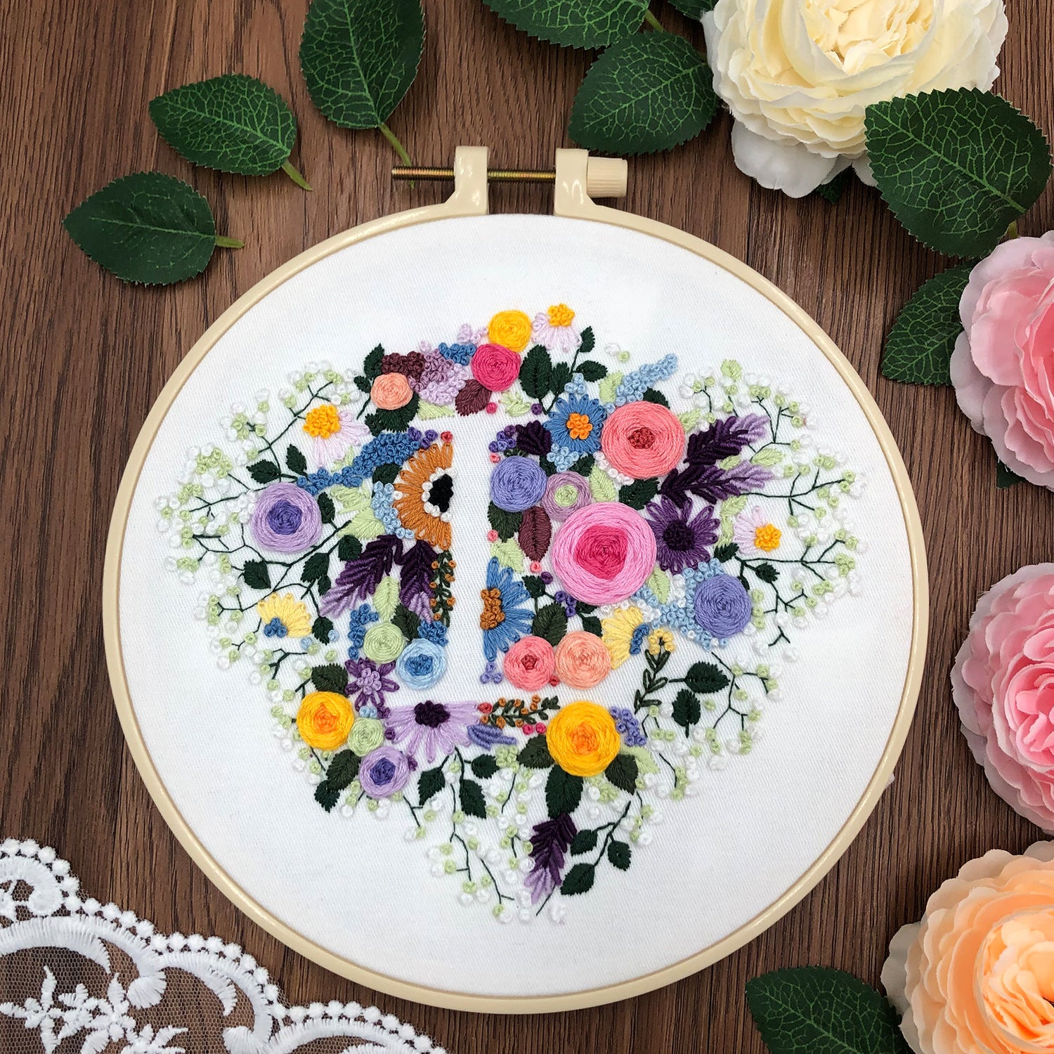 Embroidery Set: Floral Cross Stitch Kit for Beginners