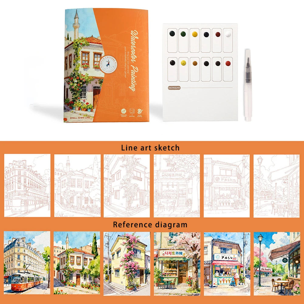Watercolor Painting Sets - 6 Creative Kits with Paper & Pen