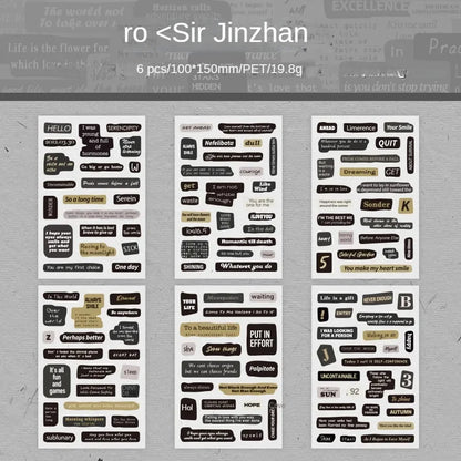 JIANWU Vintage Text PET Stickers - DIY Journal Stationery