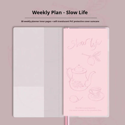 Kinbor Undated Weekly Planner Notebook, 2 Pages Per Week Illustrated Hardcover Journal with To-Do List, Portable Student Plan