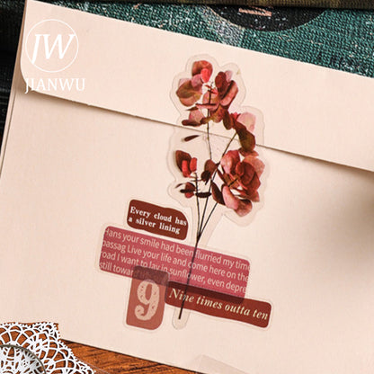 JIANWU Vintage Text PET Stickers - DIY Journal Stationery