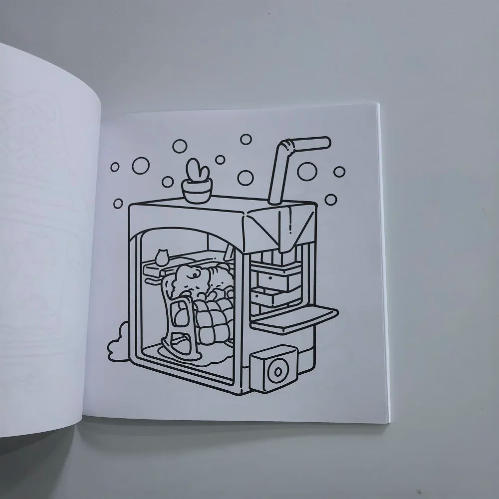 Cozy Spaces: Coloring Books for Adults and Teens Calming Scenes with Cute Animal Characters Help Relieve Stress