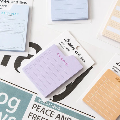 60 Pages Memo Pad Self-adhesive Mini List Note Paper Dual Daily Scheduler Planner Yearly Office Plan