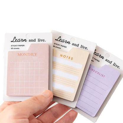60 Pages Memo Pad Self-adhesive Mini List Note Paper Dual Daily Scheduler Planner Yearly Office Plan