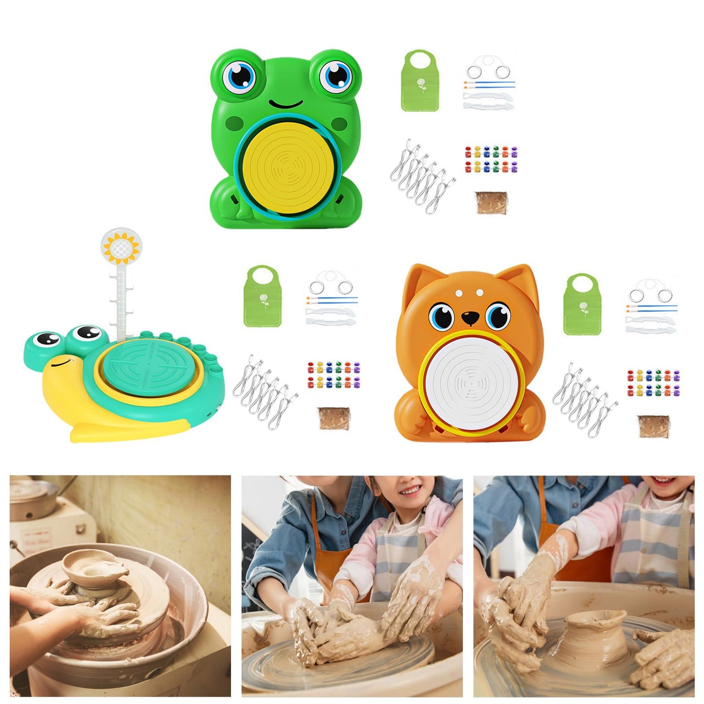 Pottery Wheel Kit: DIY Toy with Clay & Apron