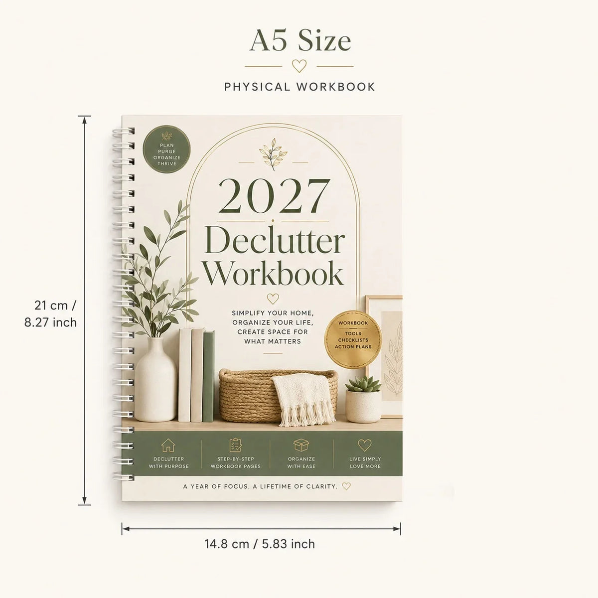 54 Pages Declutter Workbook Planner Journal Ultimate Guide to Organize Home, Clear Chaos, Declutter Room, Cleaning Goals