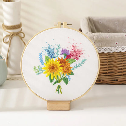 Embroidery Kit: Beginner Cross Stitch Flower Set