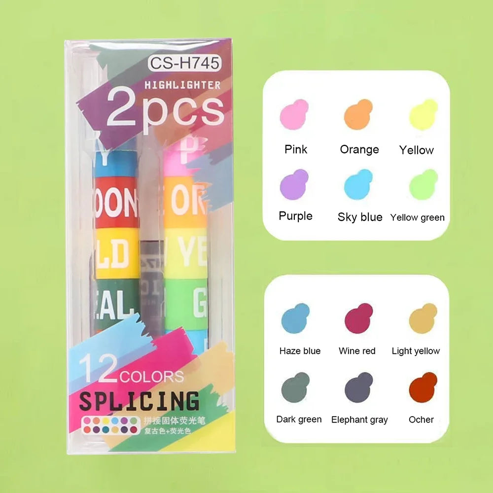 Color Highlighter Detachable Cute Pens for Kids & Students