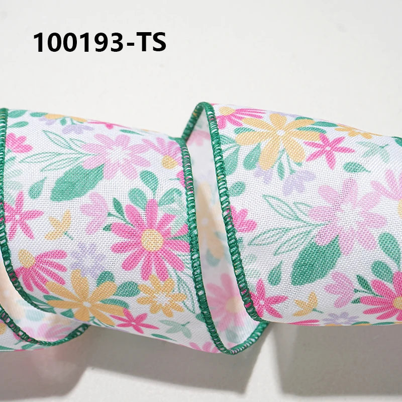 Easter Wired Edge Ribbon 63mm - 5 Yards for DIY Crafts