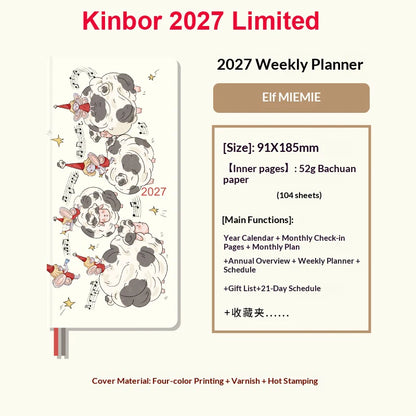Kinbor Undated Weekly Planner Notebook, 2 Pages Per Week Illustrated Hardcover Journal with To-Do List, Portable Student Plan