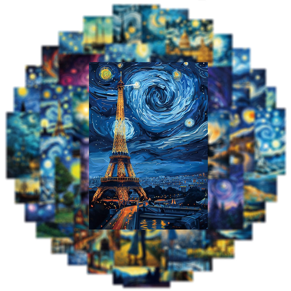 Oil Painting: Van Gogh Starry Sky Stickers - 10/30/50pcs Art Decals