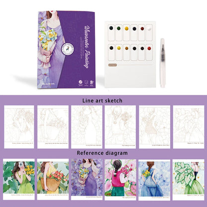 Watercolor Painting Sets - 6 Creative Kits with Paper & Pen