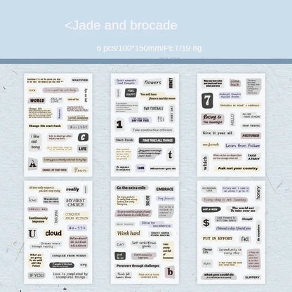 JIANWU Vintage Text PET Stickers - DIY Journal Stationery