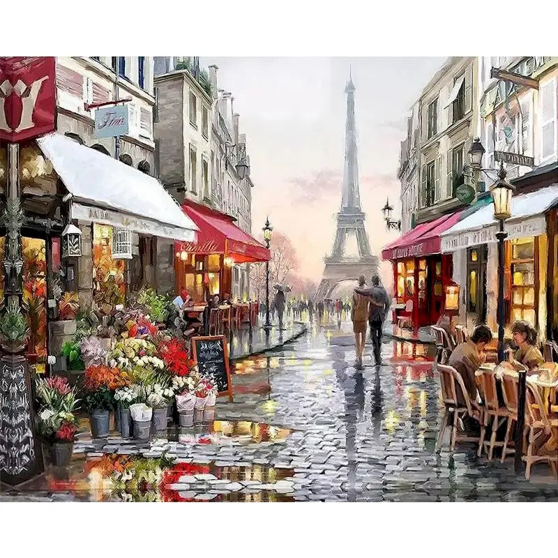 Cityscape Paint by Numbers Kit - Framed Canvas DIY Art